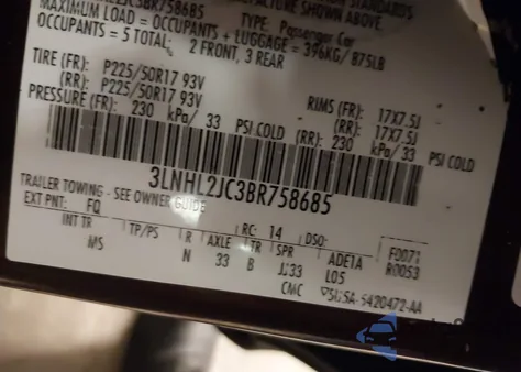 2011 Lincoln Mkz from USA, damaged, VIN 3LNHL2JC3BR758685